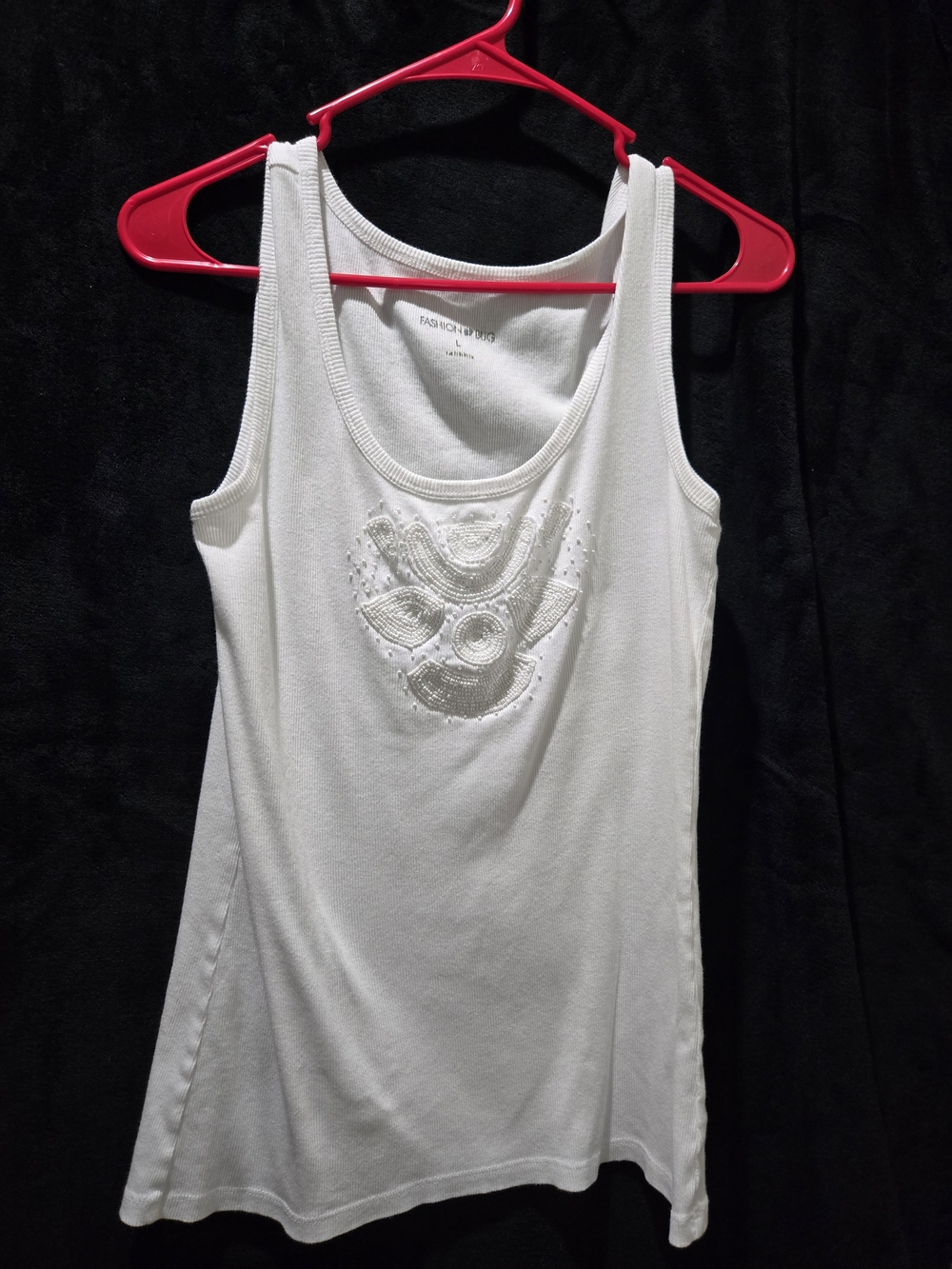 Fashion Bug White Embellished Scoop Neck Tank